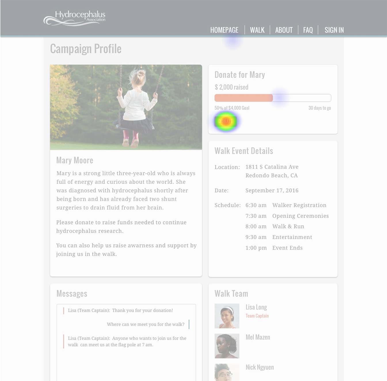 mockups high fidelity testing for donating