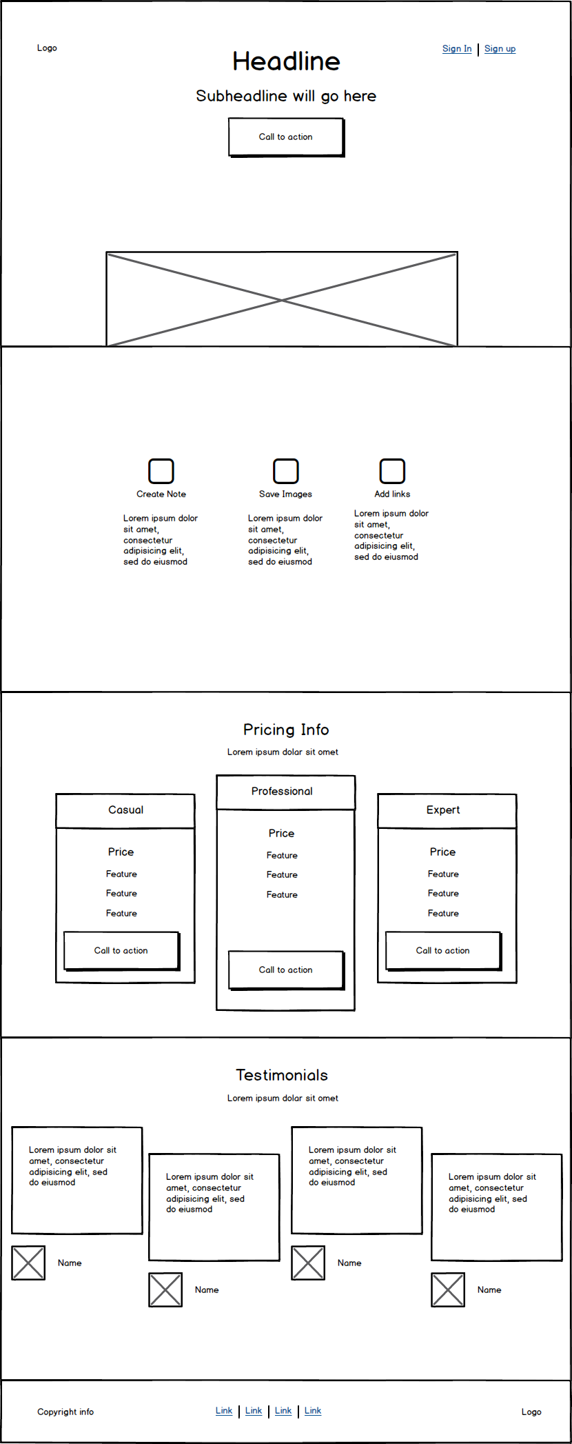 wireframes homepage