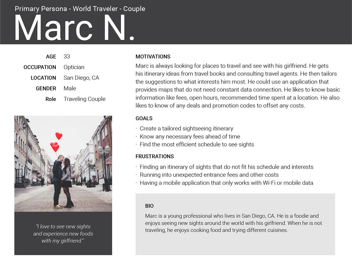 traveling couple user persona